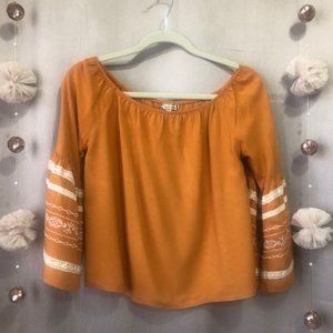Pumpkin Orange Off-Shoulder Shirt